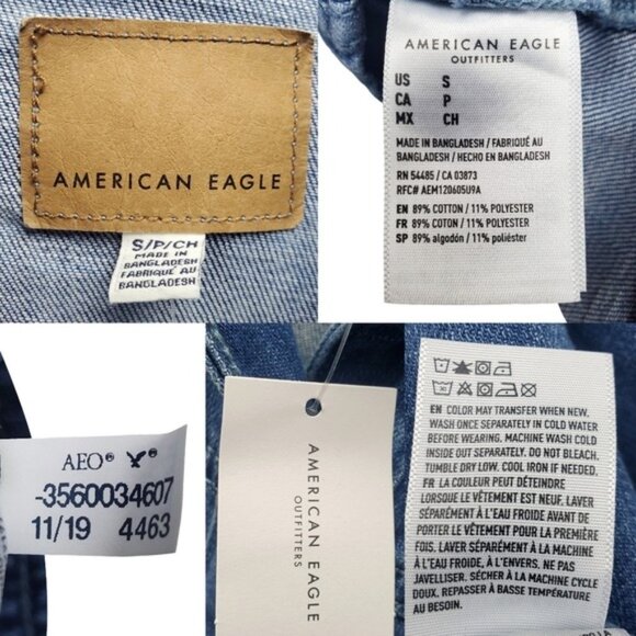 American Eagle Womens Blue Denim Button Front Mini Shirt Dress Size S NWT - Picture 6 of 6